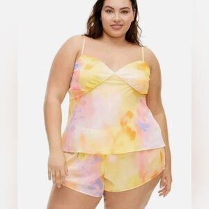 NWT Diane Von Furstenberg Sunset Pastel Tie-Dye 2 Piece Set Cami Shorts XXL